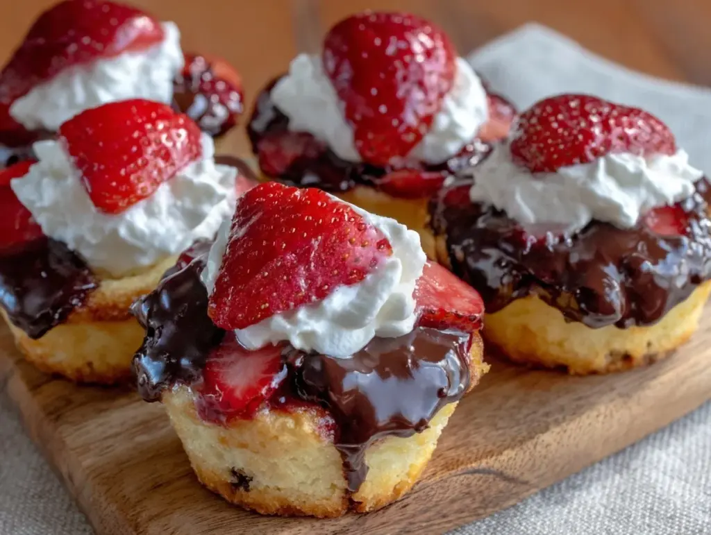 chocolate-dipped strawberry shortcake cups - featured image