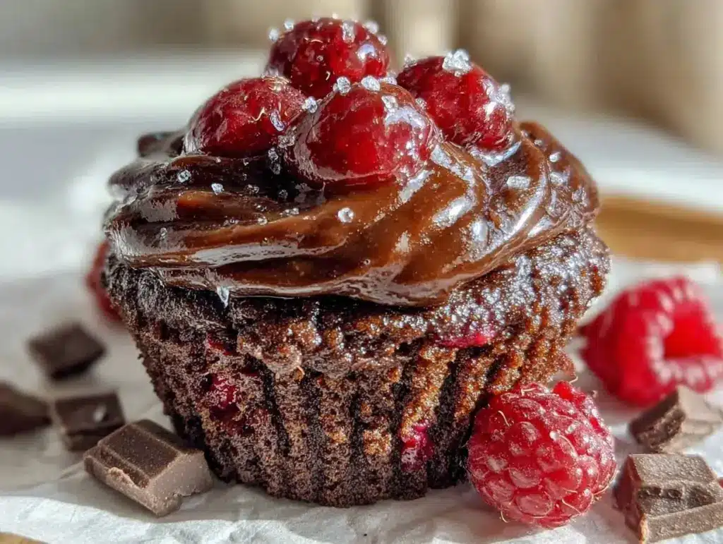 chocolate raspberry cupcakes - featured image