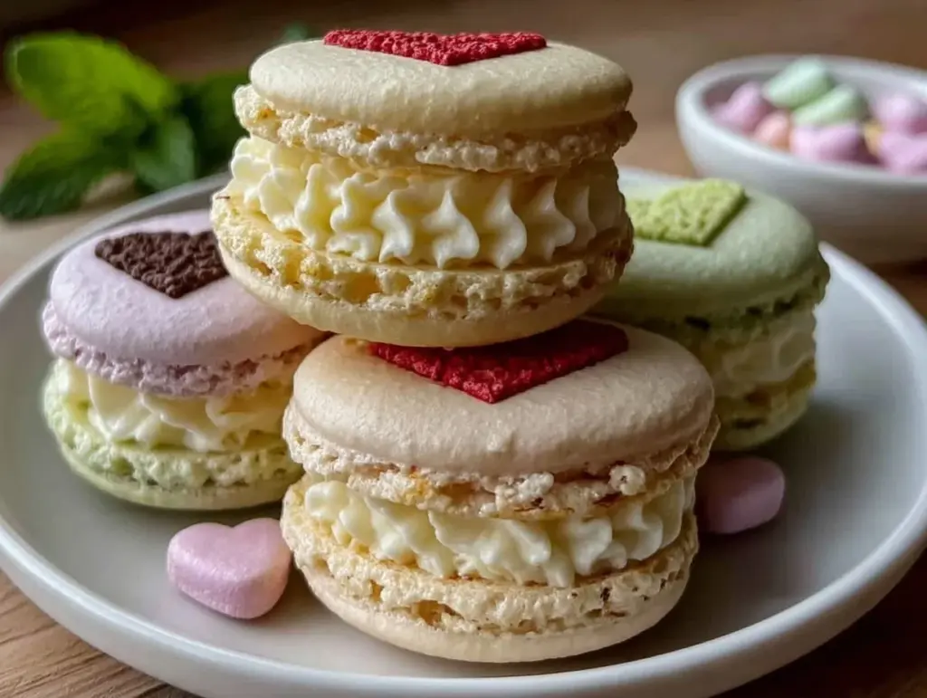 conversation heart macarons - featured image