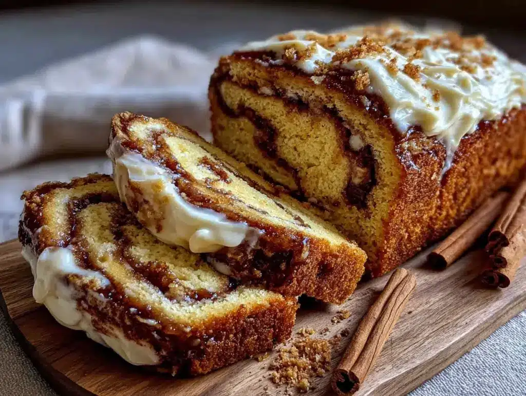 cozy cinnamon roll cake - featured image