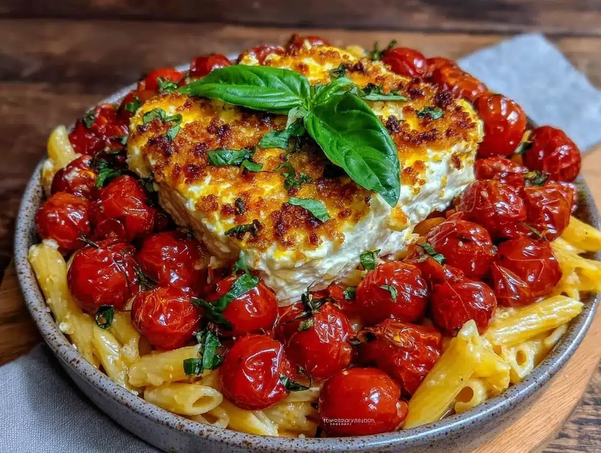 creamy baked feta pasta preparation steps