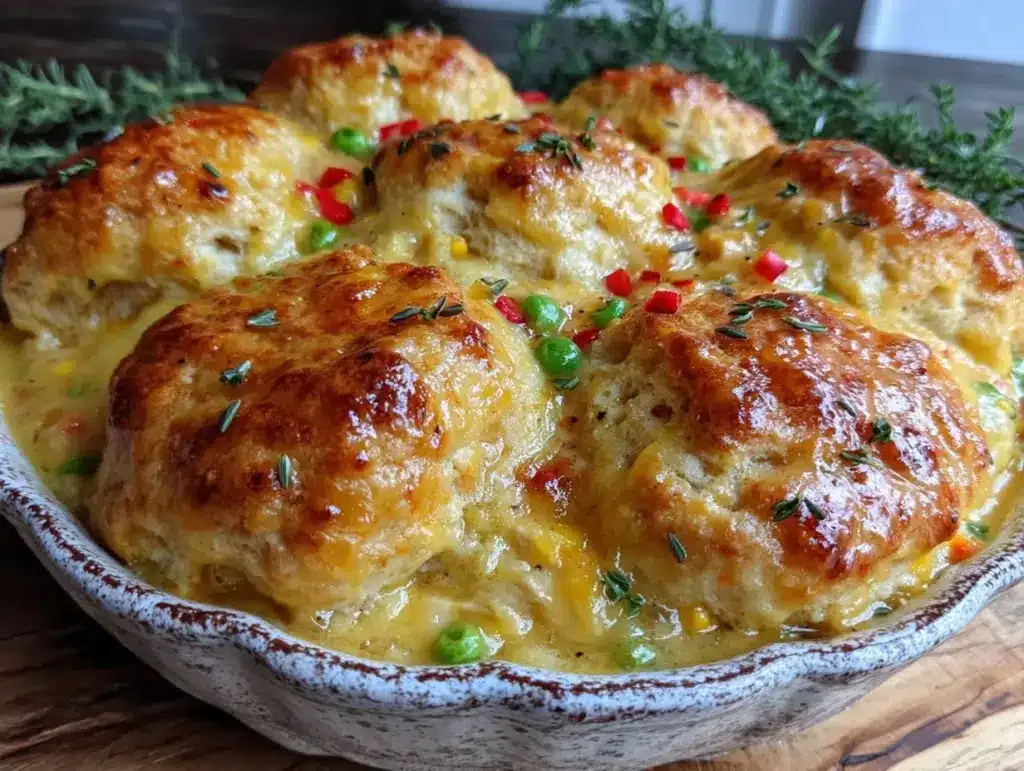 creamy chicken and biscuit casserole - featured image