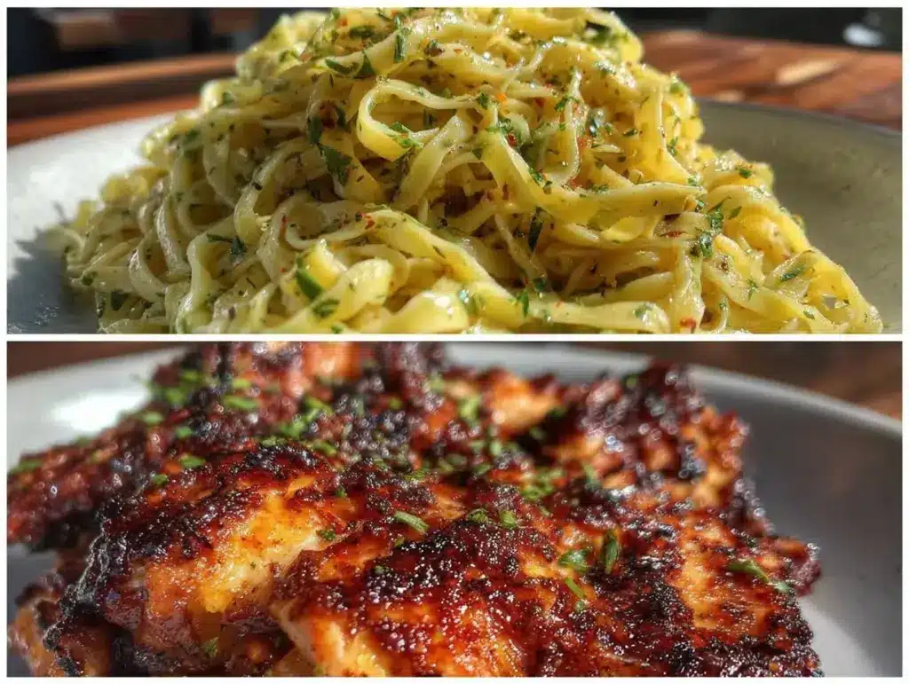 creamy comfort egg noodles and chicken - featured image