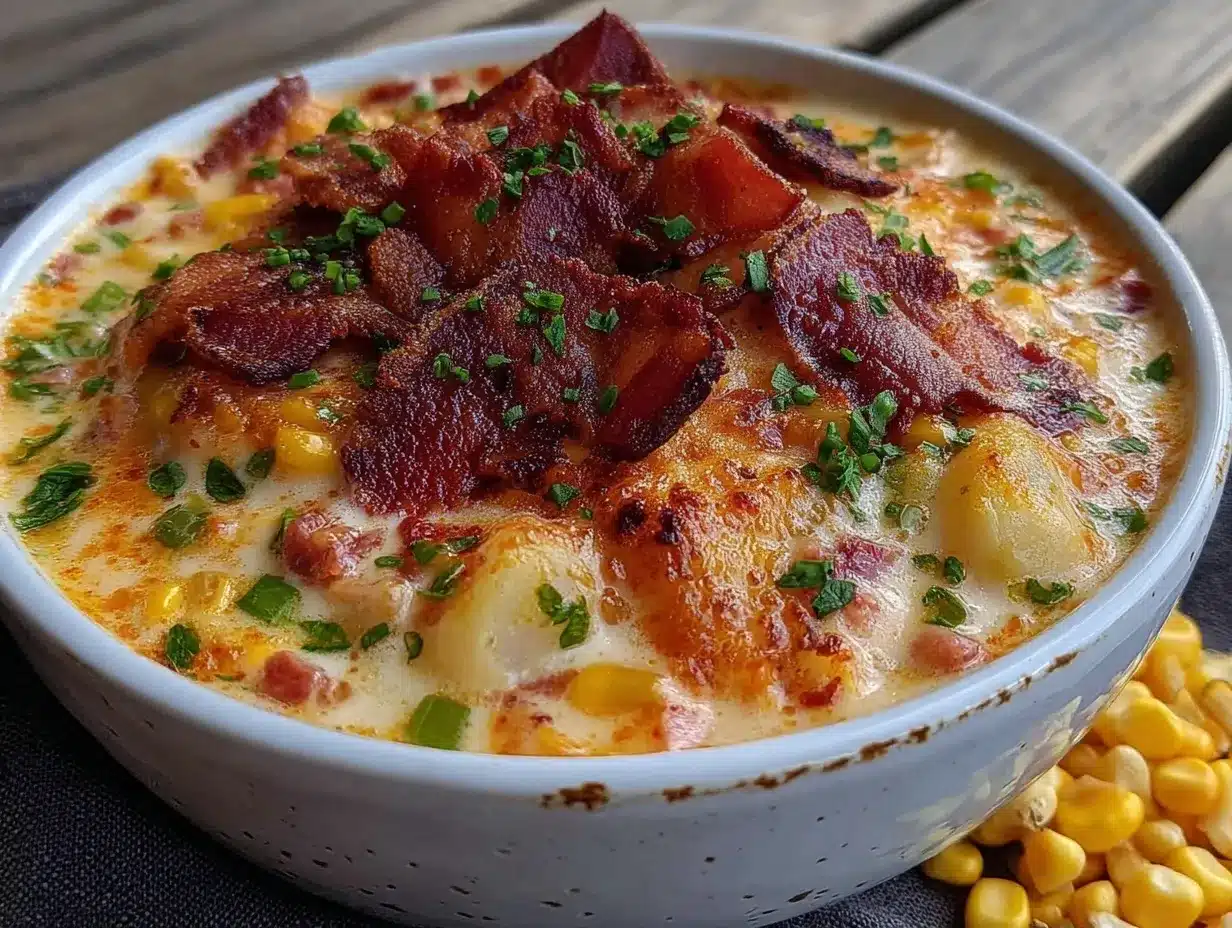 creamy corn chowder with crispy bacon preparation steps