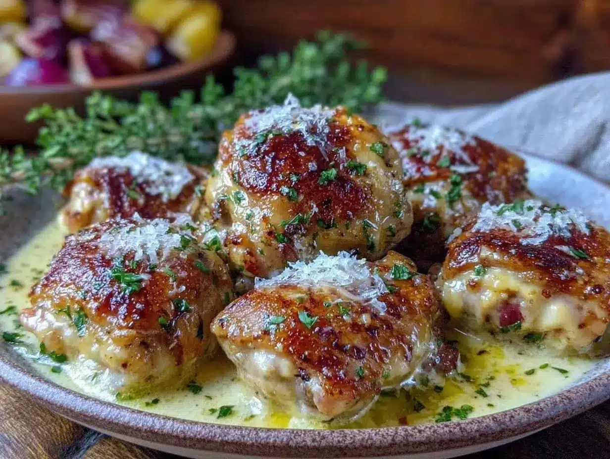 creamy garlic parmesan chicken thighs preparation steps