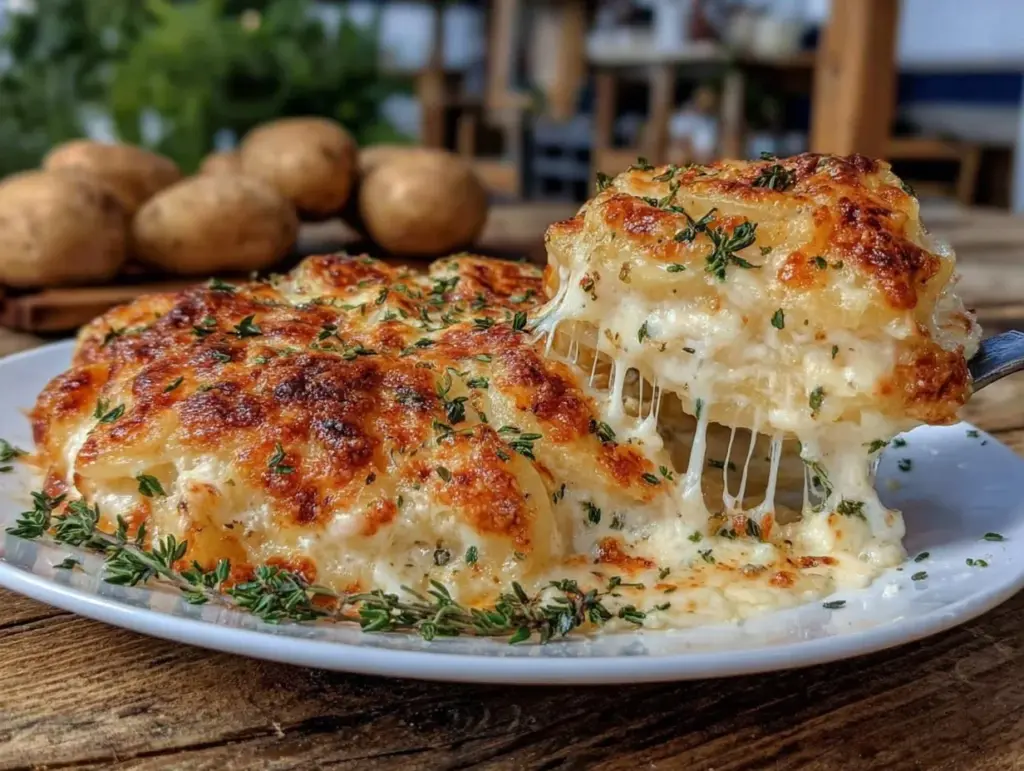 creamy gruyere scalloped potatoes - featured image