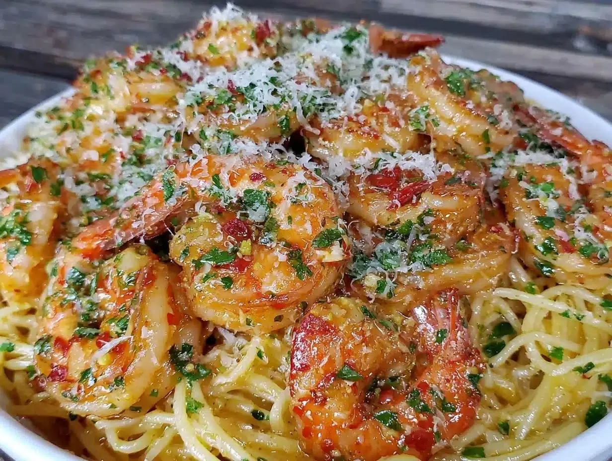 creamy lemon garlic butter shrimp pasta preparation steps