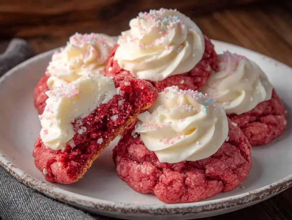 creamy pink velvet sugar cookies - featured image