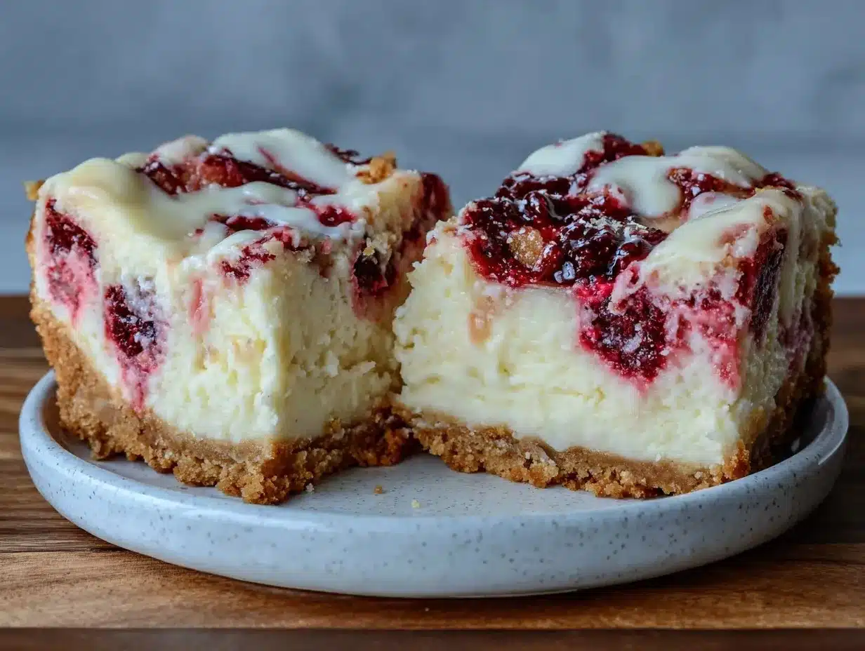 creamy white chocolate raspberry cheesecake bars preparation steps