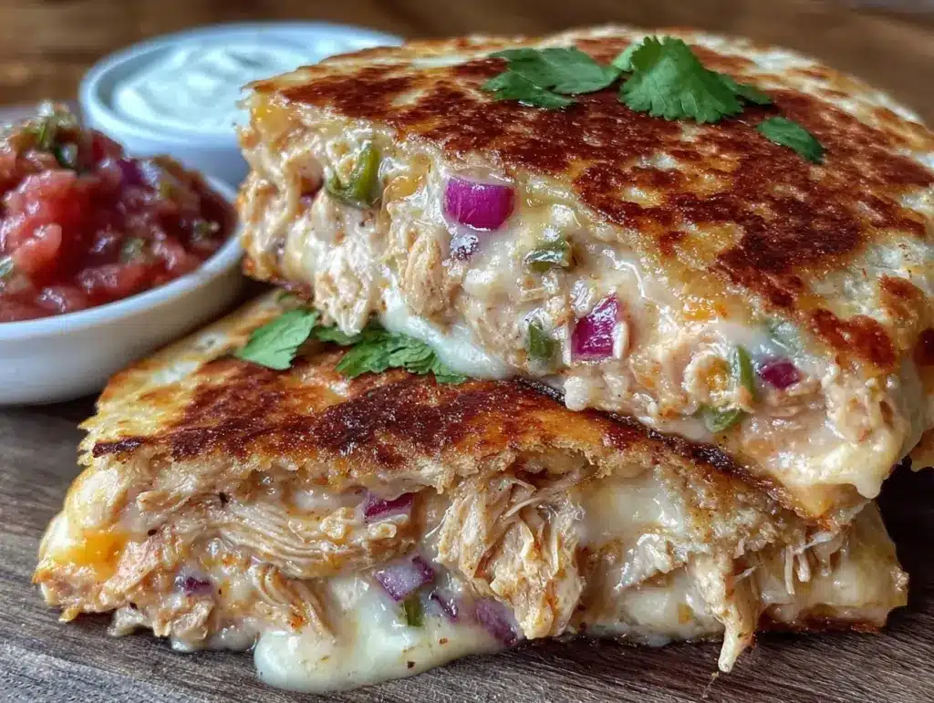 crispy air fryer chicken quesadillas - featured image