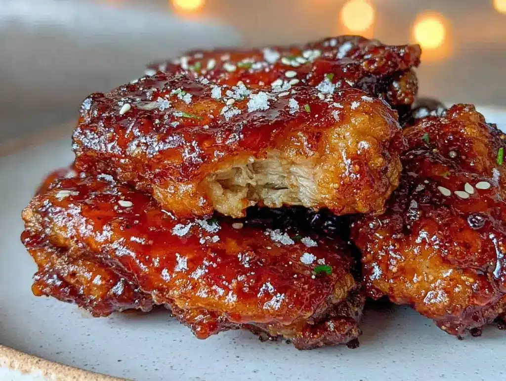 crispy air fryer honey garlic chicken wings - featured image