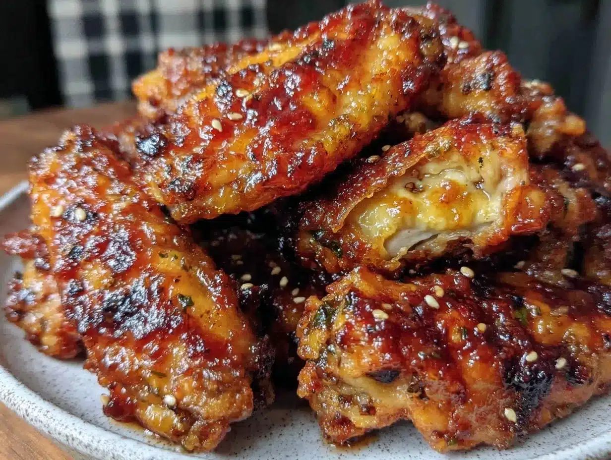 crispy air fryer honey garlic chicken wings preparation steps