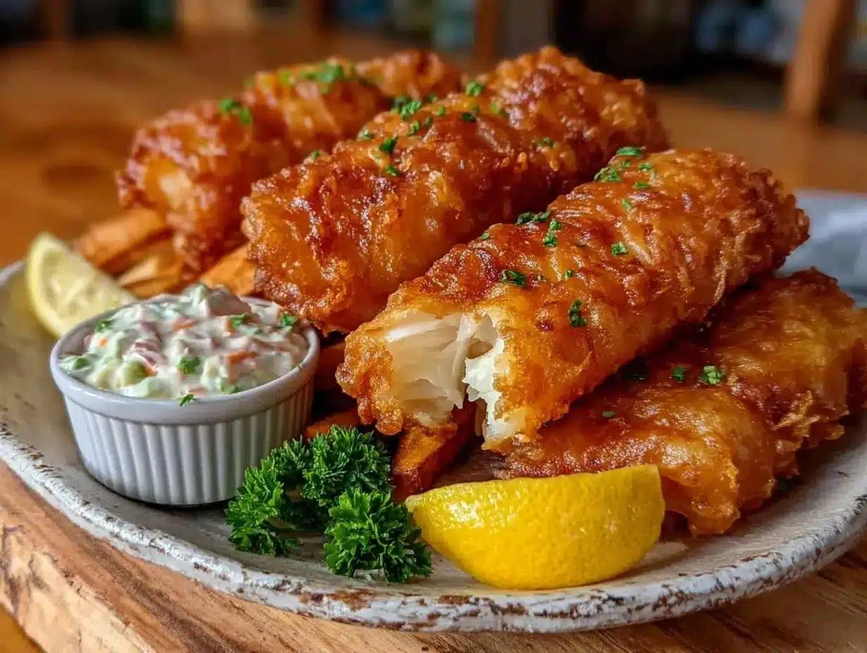 crispy beer battered fish and chips preparation steps