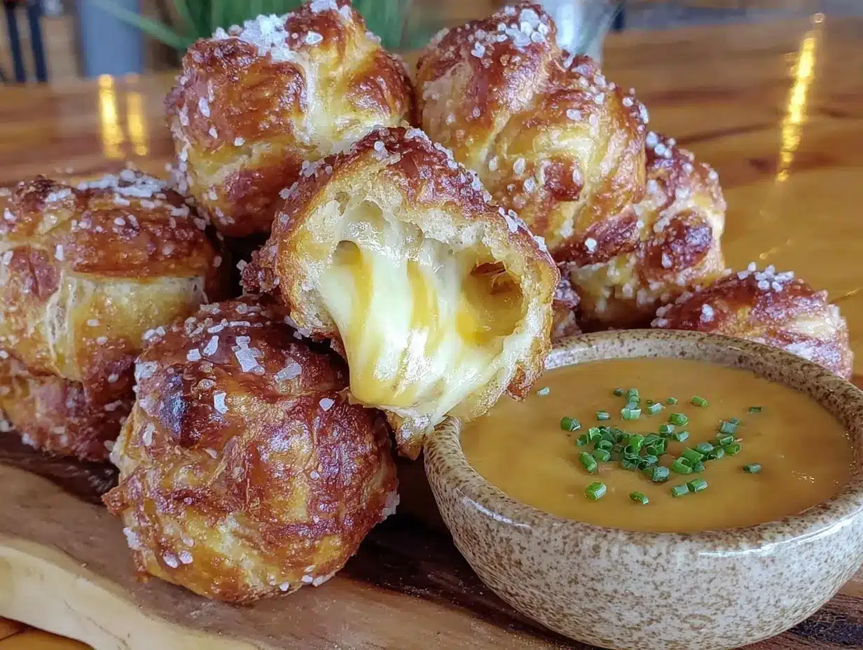 crispy cheese-stuffed pretzel bites preparation steps