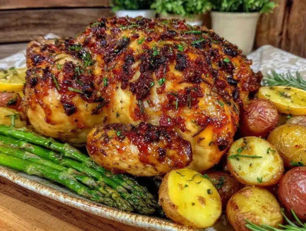 crispy lemon herb roasted chicken - featured image