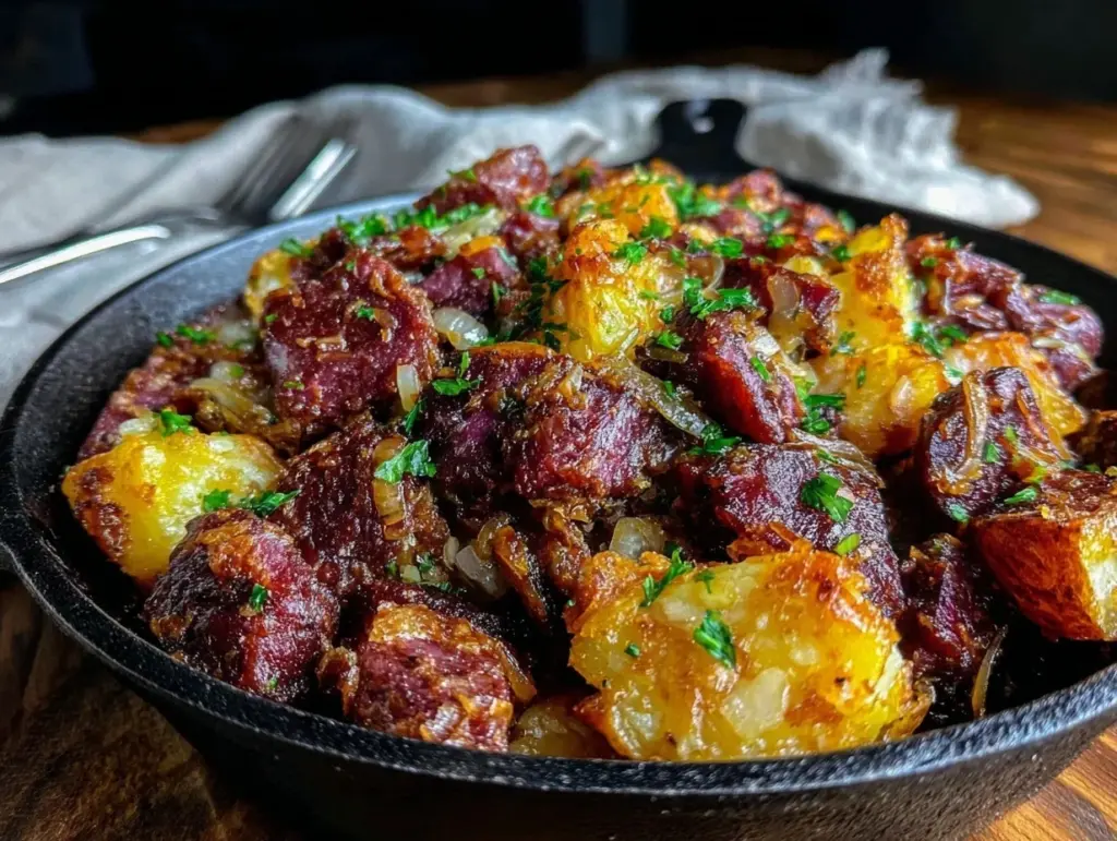 crispy savory corned beef hash - featured image