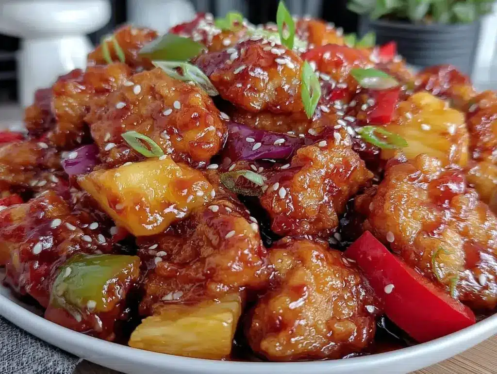 crispy sweet and sour chicken with pineapple - featured image