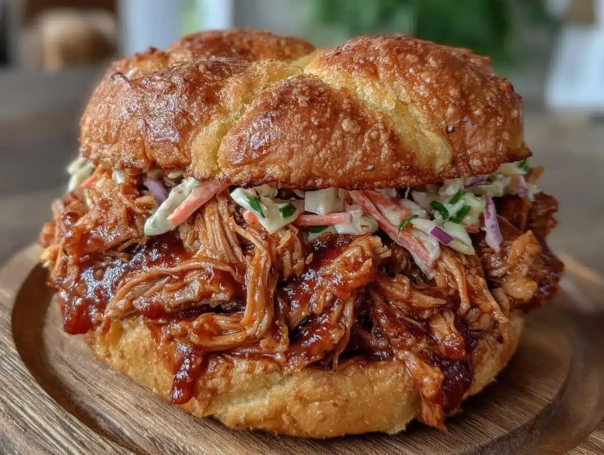 crockpot bbq pulled chicken sandwiches preparation steps