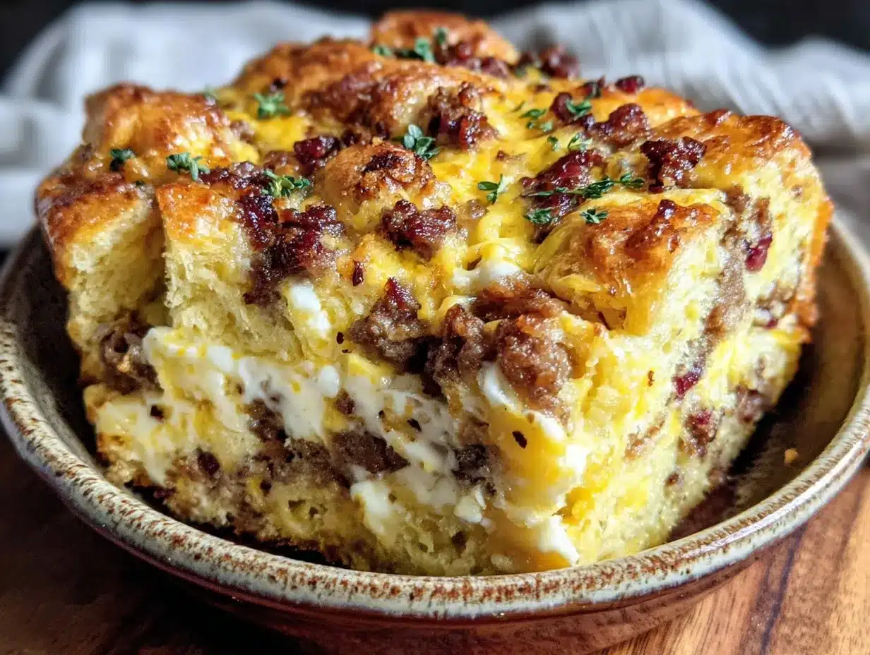 easy cheesy crescent roll breakfast casserole preparation steps