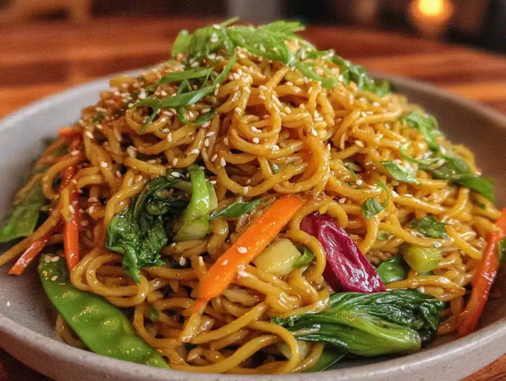 easy veggie lo mein noodles recipe - featured image