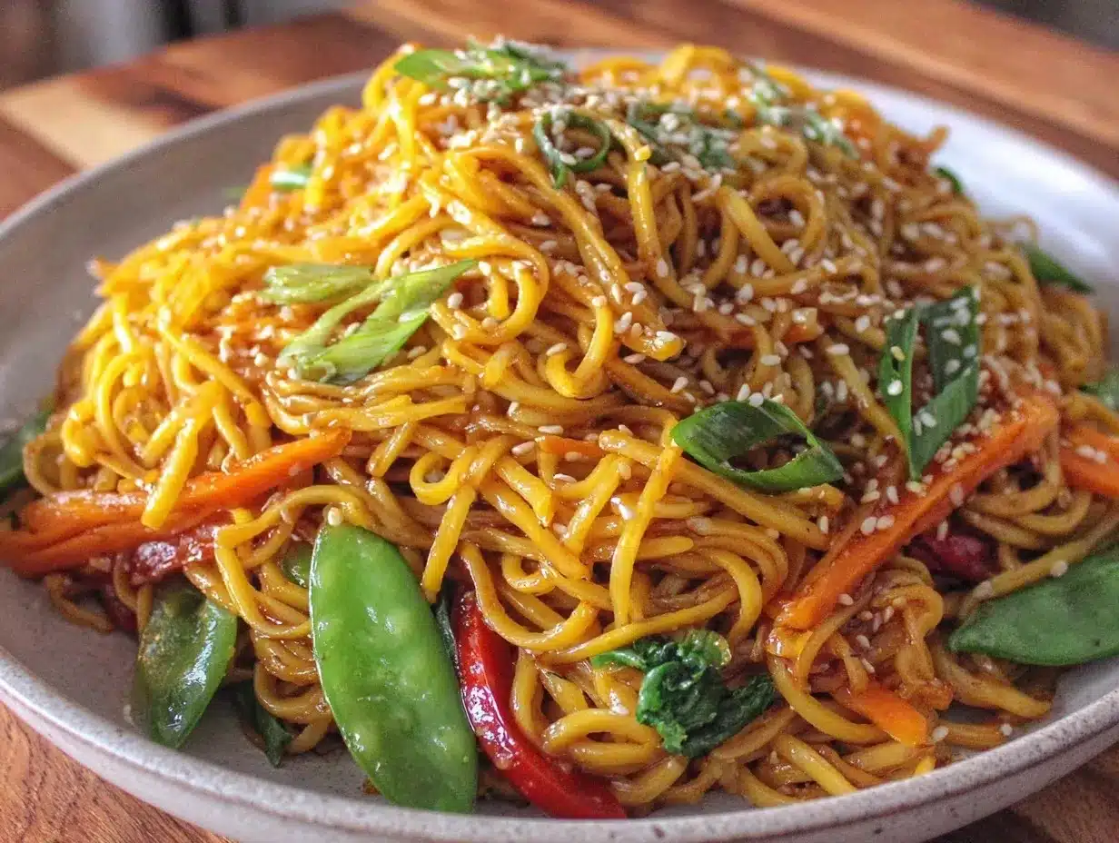 easy veggie lo mein noodles recipe preparation steps