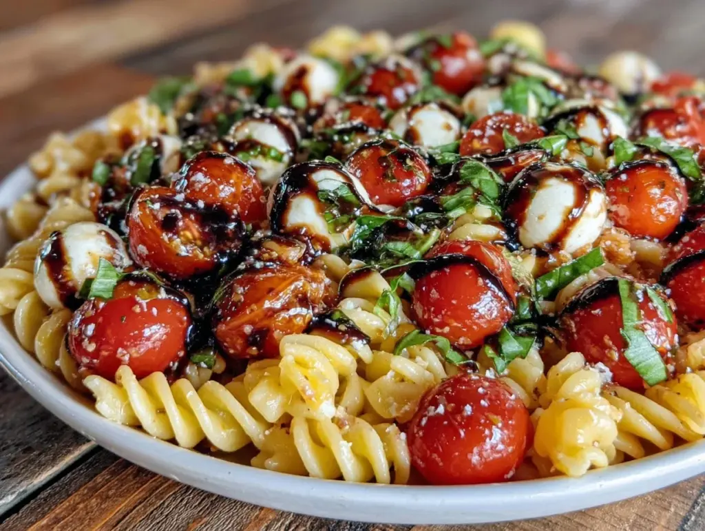 fresh caprese pasta salad - featured image