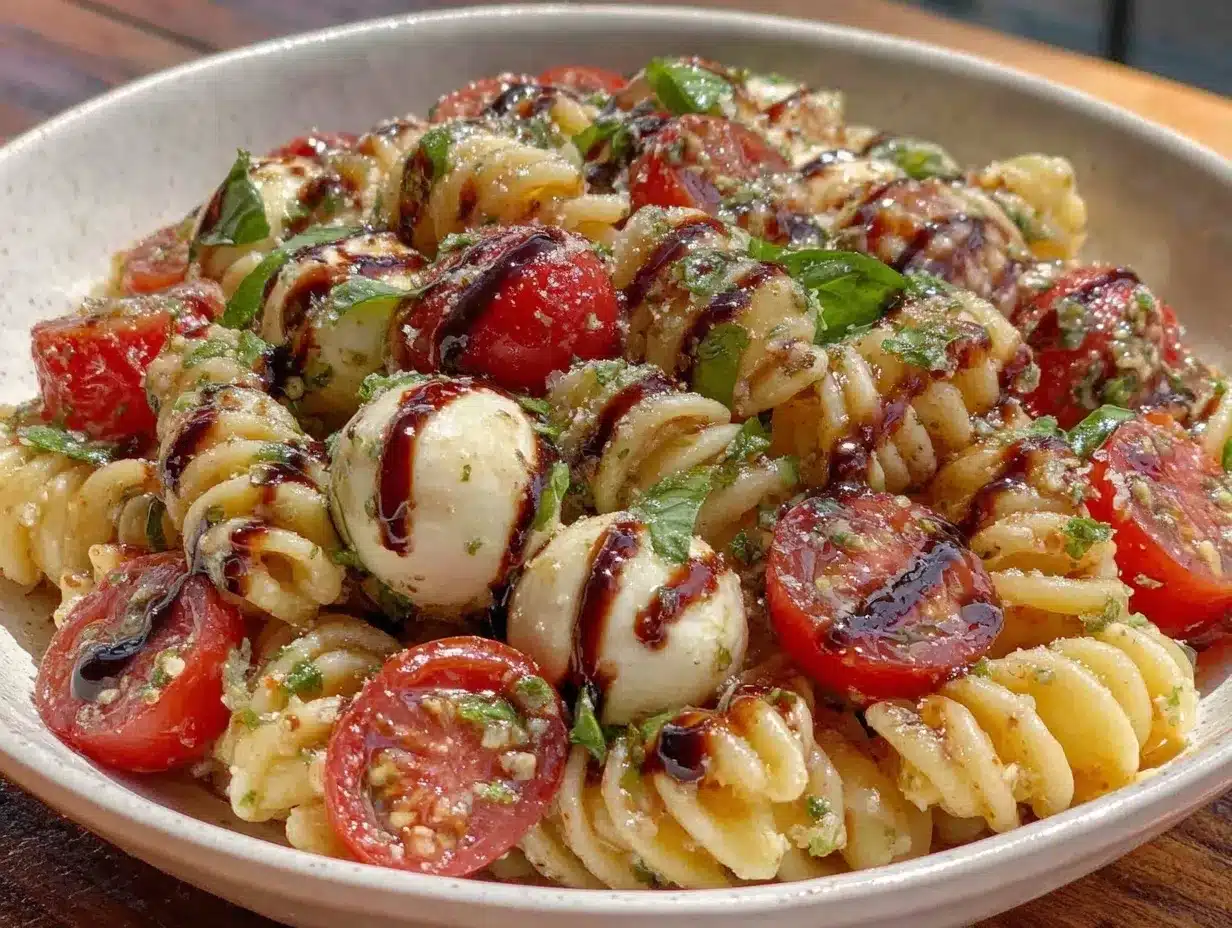 fresh caprese pasta salad preparation steps