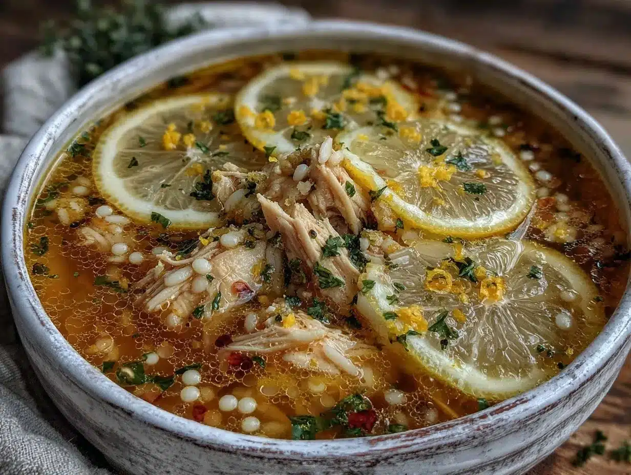 fresh lemon chicken orzo soup preparation steps