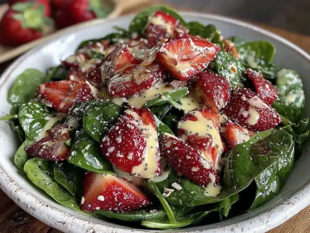 fresh strawberry spinach salad - featured image