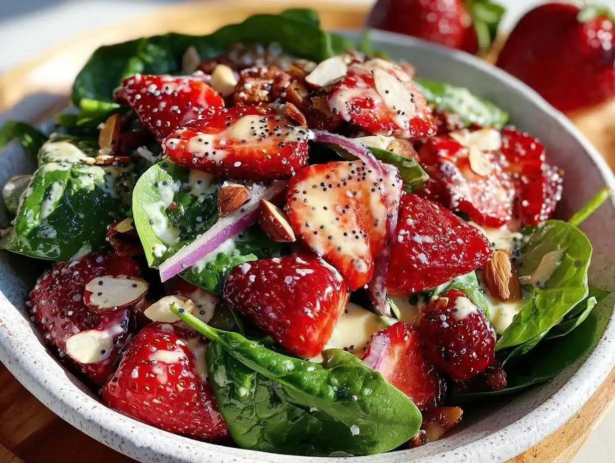 fresh strawberry spinach salad preparation steps