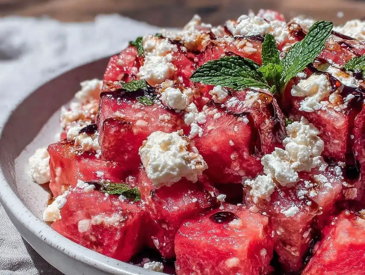 fresh watermelon feta salad preparation steps