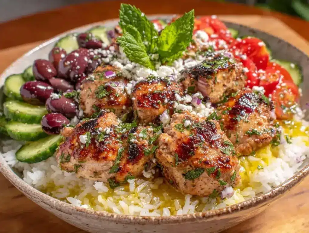 greek chicken bowls - featured image