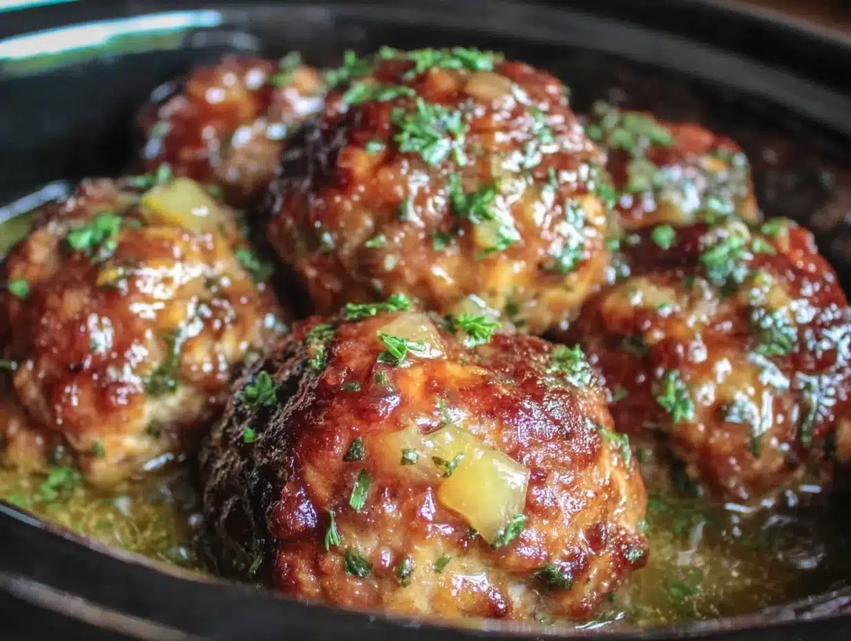 honey garlic meatballs crockpot recipe preparation steps