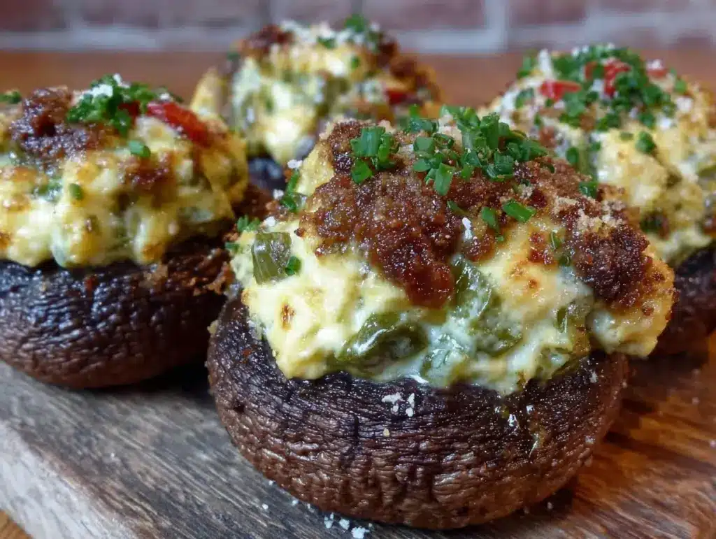 jalapeño popper stuffed mushrooms - featured image