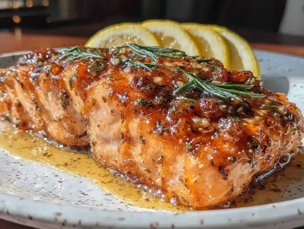 juicy crispy air fryer salmon - featured image
