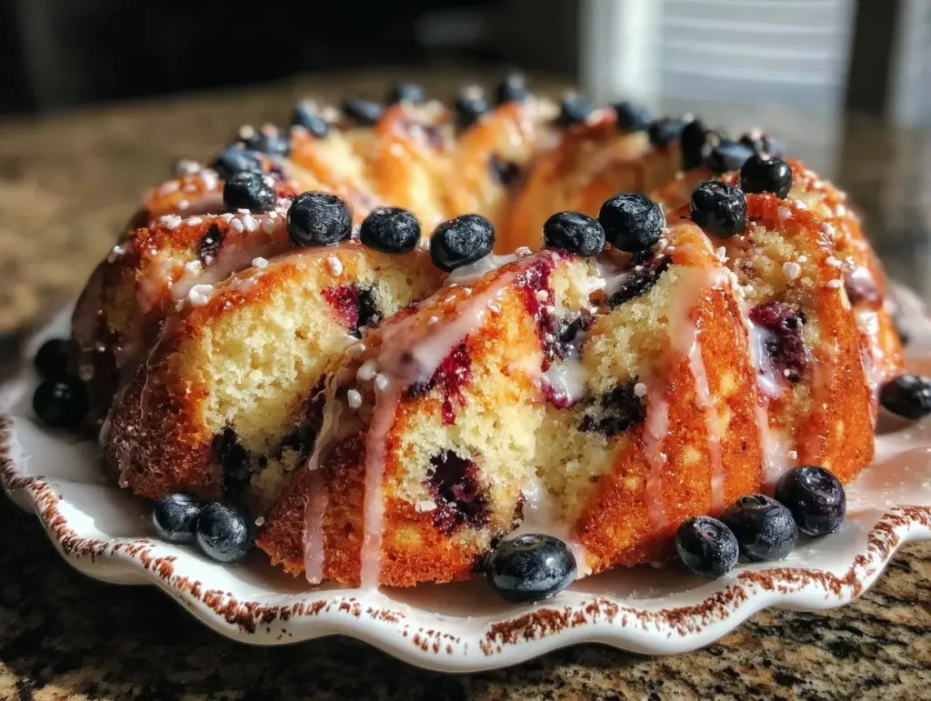 moist lemon blueberry bundt cake - featured image