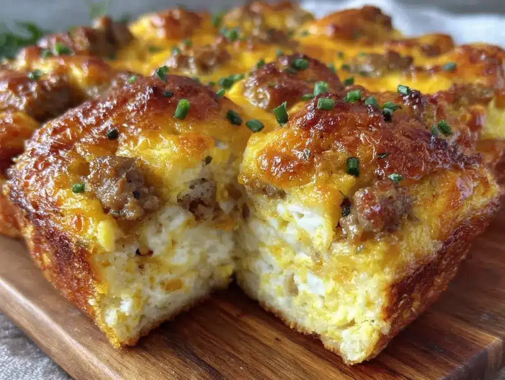 sausage egg and cheese breakfast casserole - featured image
