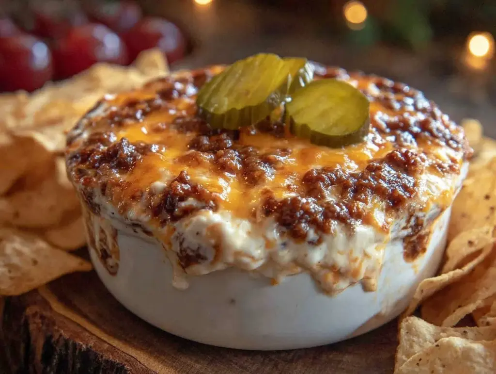 savory crockpot cheeseburger dip - featured image