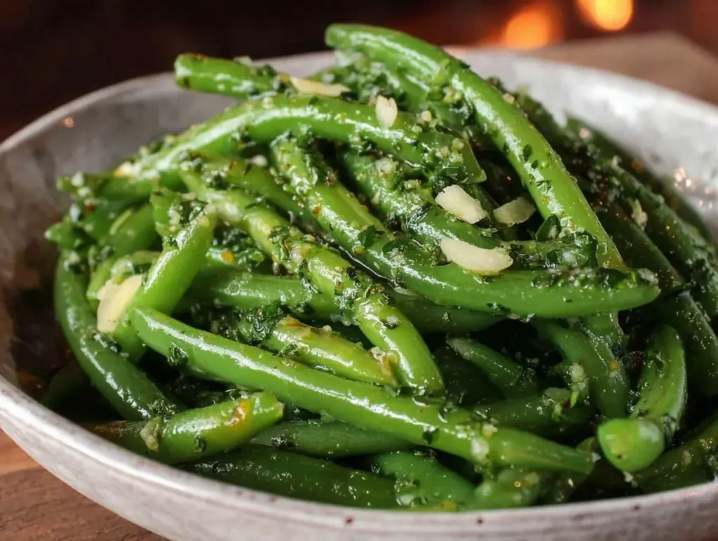 savory garlic butter green beans - featured image