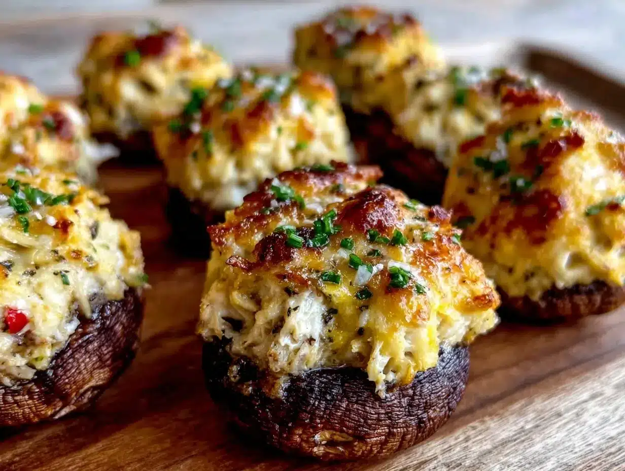 stuffed mushrooms with crab and cheese preparation steps