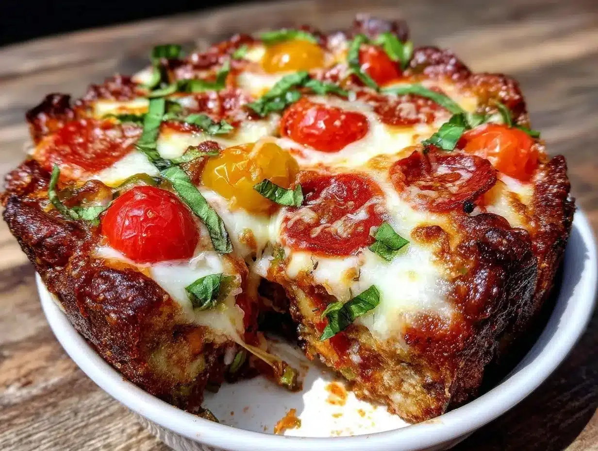 cheesy low-carb pizza casserole preparation steps