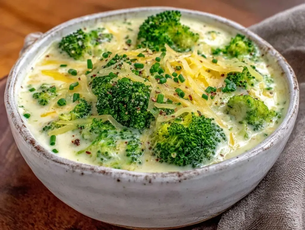 creamy keto broccoli cheddar soup - featured image