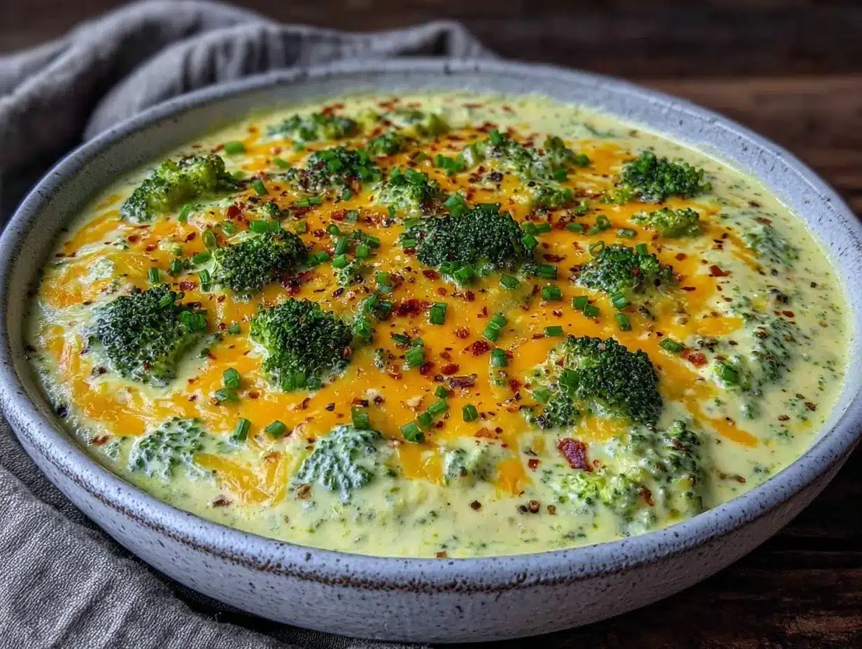 creamy keto broccoli cheddar soup preparation steps