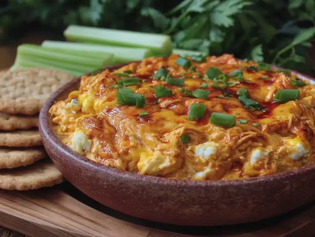 creamy keto buffalo chicken dip - featured image