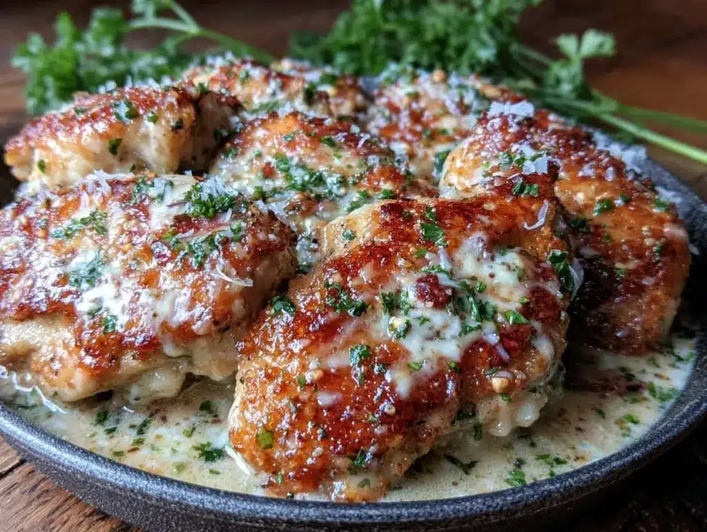 creamy keto garlic chicken - featured image