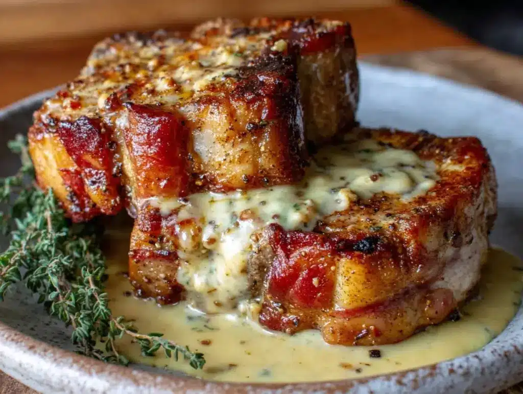 creamy keto pork chops - featured image