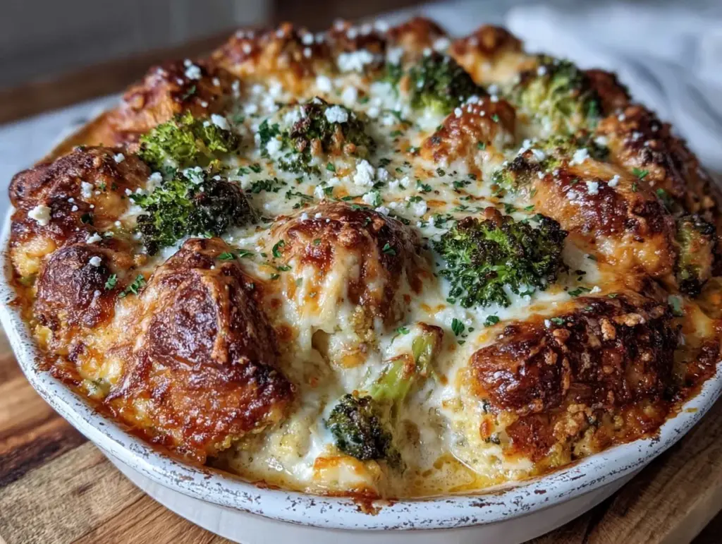 creamy low-carb chicken and broccoli casserole - featured image