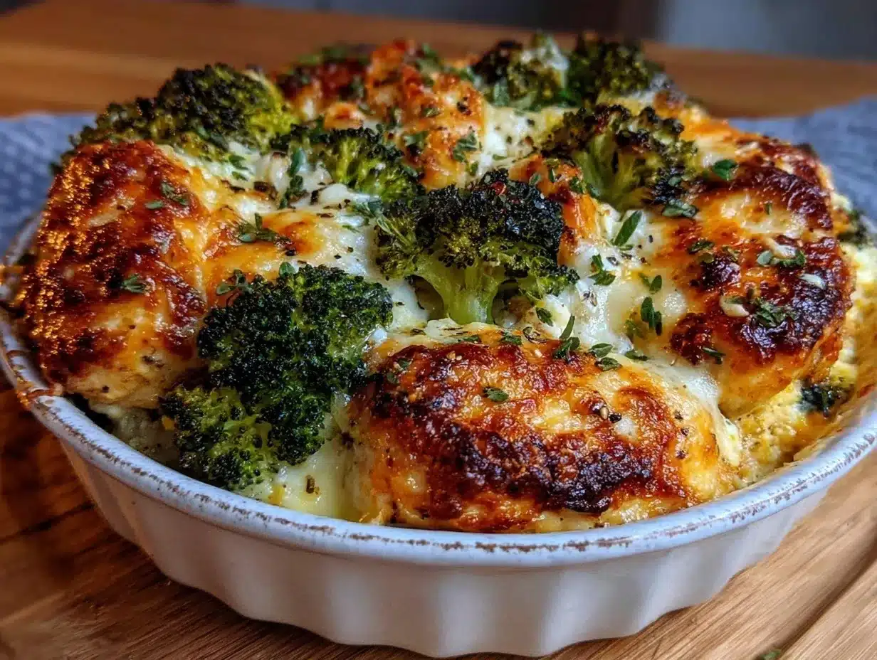 creamy low-carb chicken and broccoli casserole preparation steps