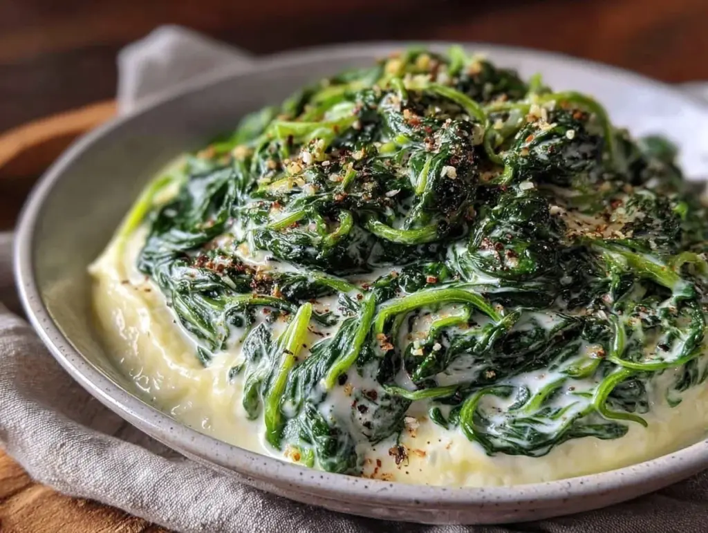 creamy low-carb creamed spinach - featured image
