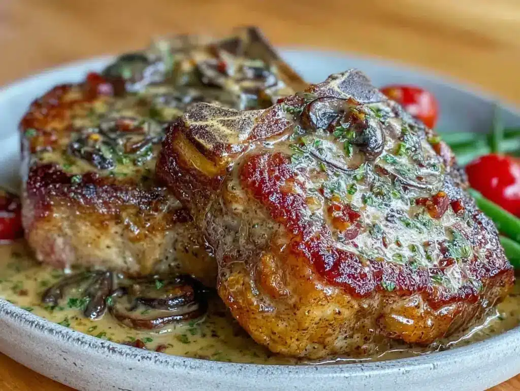 creamy low-carb pork chops - featured image